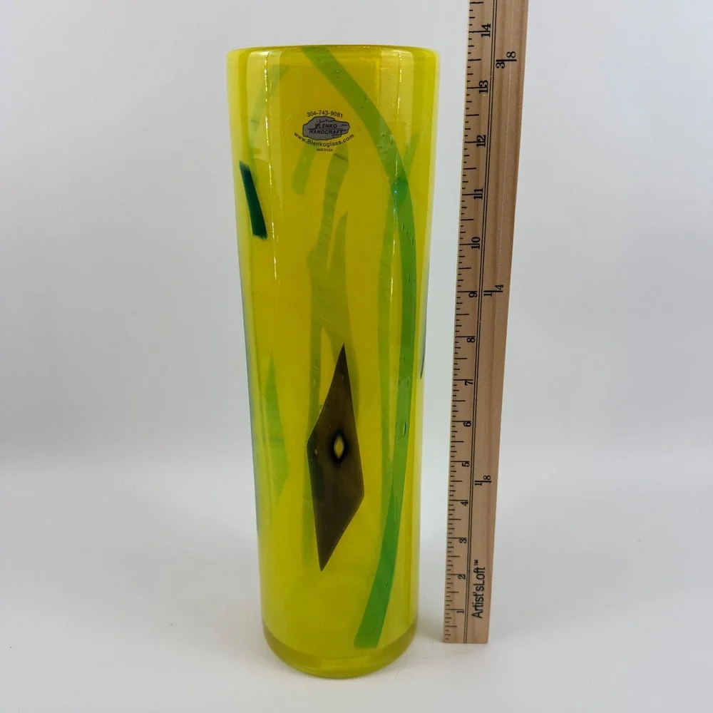 HTF Blenko 2704 Opaque Cylinder Vase Double Signed Richard Blenko 2005 - Picture 10 of 11